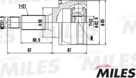 Miles GA20620 - Шарнирный комплект, ШРУС, приводной вал autospares.lv