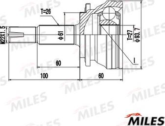 Miles GA20670 - Шарнирный комплект, ШРУС, приводной вал autospares.lv