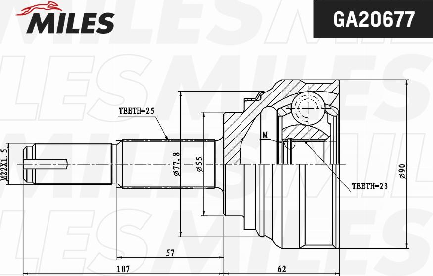 Miles GA20677 - Шарнирный комплект, ШРУС, приводной вал autospares.lv