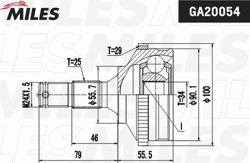 Miles GA20054 - Шарнирный комплект, ШРУС, приводной вал autospares.lv