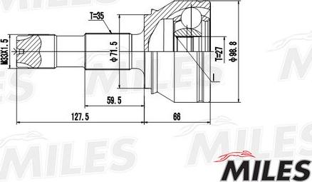 Miles GA20067 - Шарнирный комплект, ШРУС, приводной вал autospares.lv