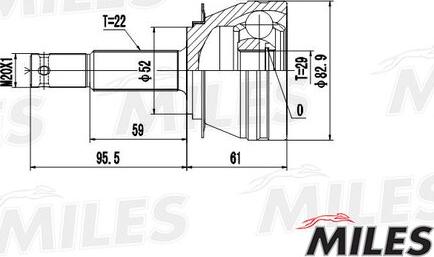 Miles GA20082 - Шарнирный комплект, ШРУС, приводной вал autospares.lv