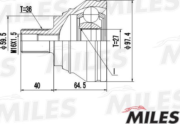 Miles GA20024 - Шарнирный комплект, ШРУС, приводной вал autospares.lv