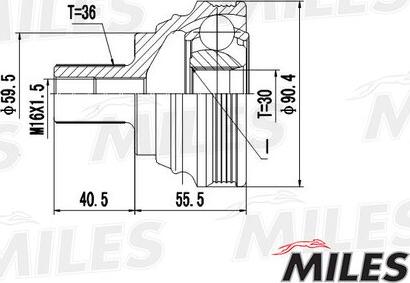 Miles GA20603 - Шарнирный комплект, ШРУС, приводной вал autospares.lv