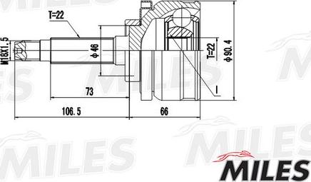 Miles GA20196 - Шарнирный комплект, ШРУС, приводной вал autospares.lv