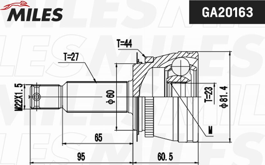 Miles GA20163 - Шарнирный комплект, ШРУС, приводной вал autospares.lv