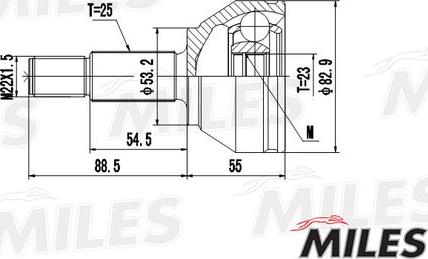 Miles GA20106 - Шарнирный комплект, ШРУС, приводной вал autospares.lv