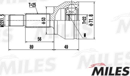 Miles GA20102 - Шарнирный комплект, ШРУС, приводной вал autospares.lv