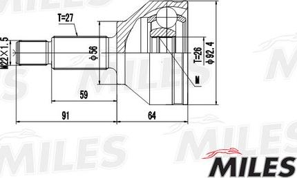 Miles GA20120 - Шарнирный комплект, ШРУС, приводной вал autospares.lv