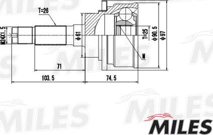 Miles GA20121 - Шарнирный комплект, ШРУС, приводной вал autospares.lv