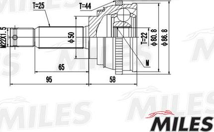 Miles GA20175 - Шарнирный комплект, ШРУС, приводной вал autospares.lv