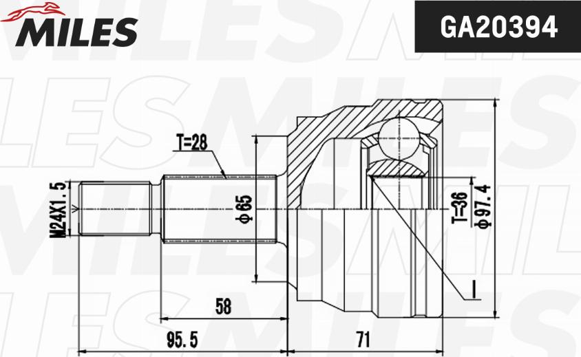 Miles GA20394 - Шарнирный комплект, ШРУС, приводной вал autospares.lv