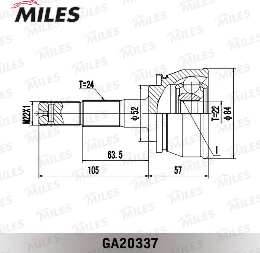 Miles GA20337 - Шарнирный комплект, ШРУС, приводной вал autospares.lv