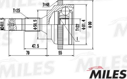 Miles GA20374 - Шарнирный комплект, ШРУС, приводной вал autospares.lv