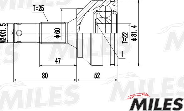 Miles GA20378 - Шарнирный комплект, ШРУС, приводной вал autospares.lv