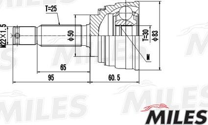 Miles GA20261 - Шарнирный комплект, ШРУС, приводной вал autospares.lv