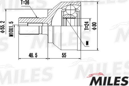 Miles GA20209 - Шарнирный комплект, ШРУС, приводной вал autospares.lv