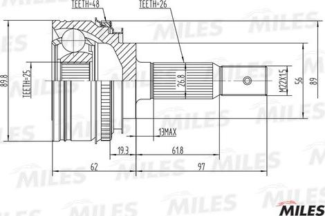 Miles GA20205 - Шарнирный комплект, ШРУС, приводной вал autospares.lv