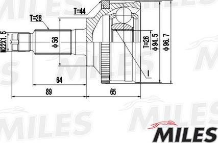 Miles GA20234 - Шарнирный комплект, ШРУС, приводной вал autospares.lv