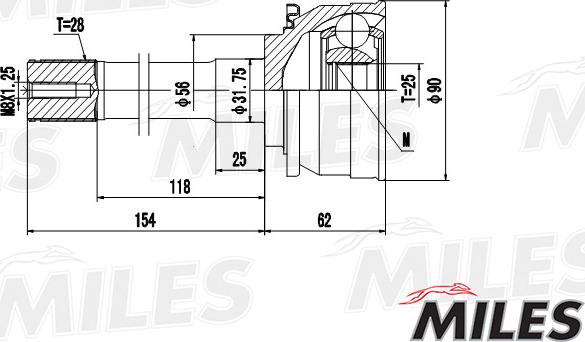 Miles GA20275 - Шарнирный комплект, ШРУС, приводной вал autospares.lv