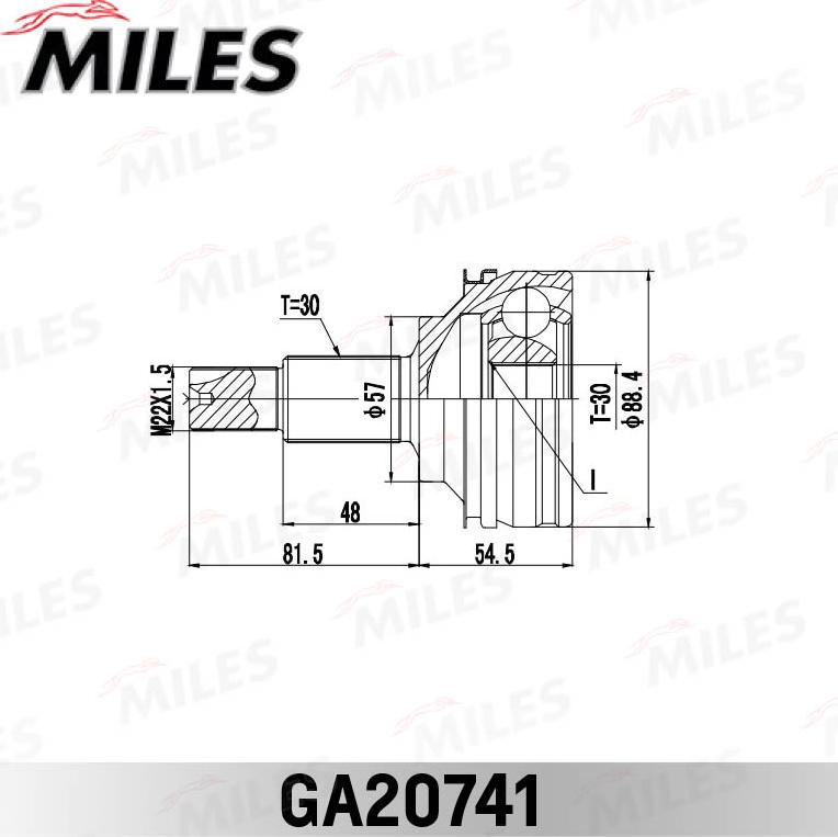 Miles GA20741 - Шарнирный комплект, ШРУС, приводной вал autospares.lv