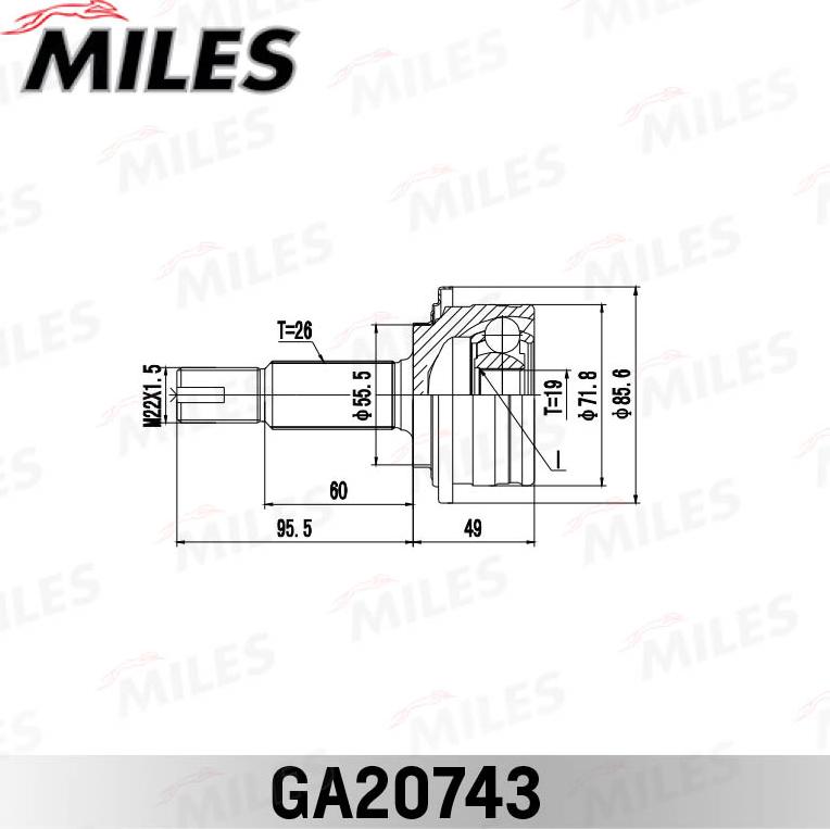 Miles GA20743 - Шарнирный комплект, ШРУС, приводной вал autospares.lv