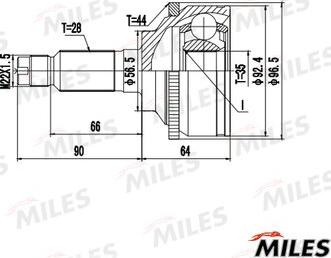 Miles GA20713 - Шарнирный комплект, ШРУС, приводной вал autospares.lv