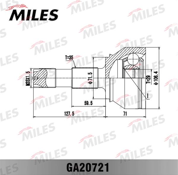 Miles GA20721 - Шарнирный комплект, ШРУС, приводной вал autospares.lv