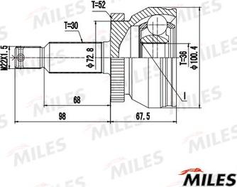 Miles GA20727 - Шарнирный комплект, ШРУС, приводной вал autospares.lv