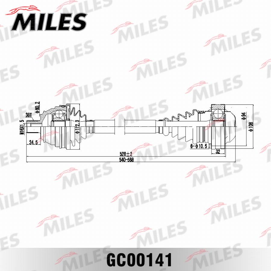 Miles GC00141 - Приводной вал autospares.lv