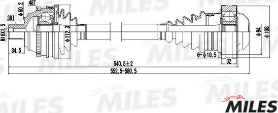 Miles GC00139 - Приводной вал autospares.lv