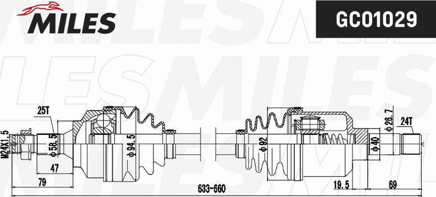 Miles GC01029 - Приводной вал autospares.lv