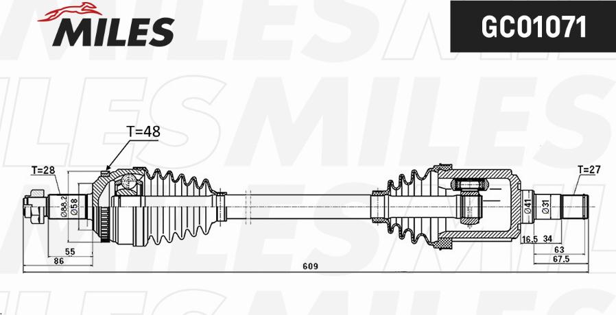 Miles GC01071 - Приводной вал autospares.lv