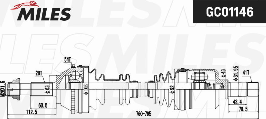 Miles GC01146 - Приводной вал autospares.lv