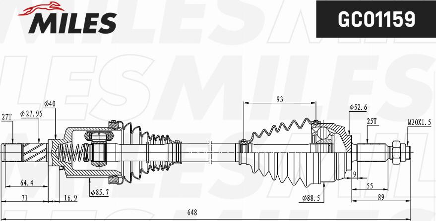 Miles GC01159 - Приводной вал autospares.lv