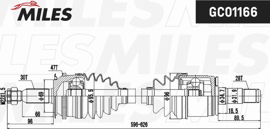 Miles GC01166 - Приводной вал autospares.lv