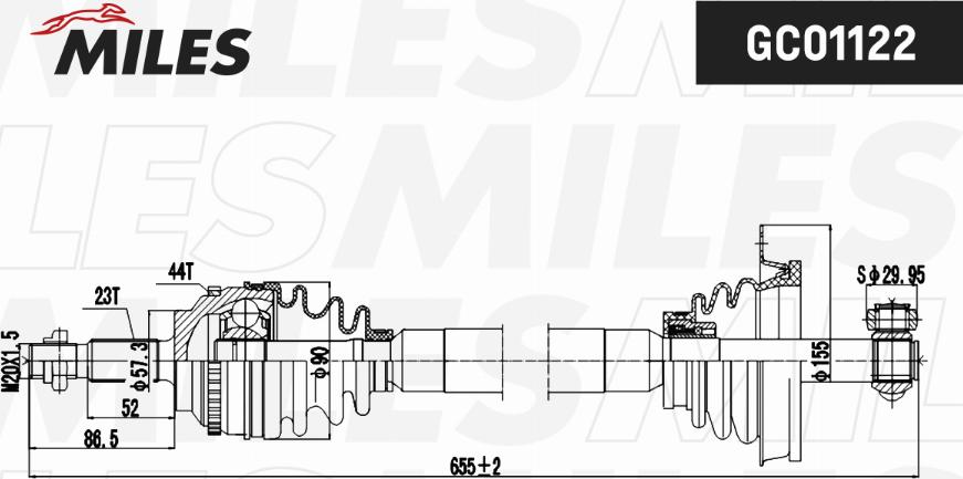 Miles GC01122 - Приводной вал autospares.lv