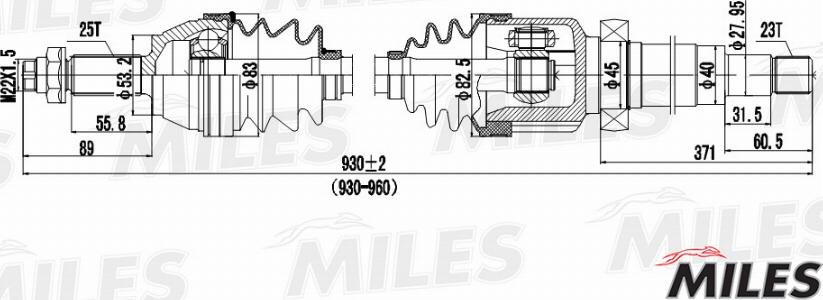 Miles GC02052 - Приводной вал autospares.lv