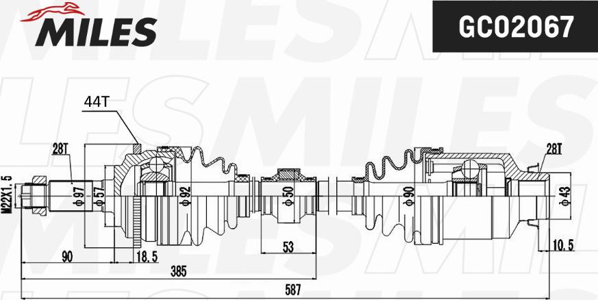 Miles GC02067 - Приводной вал autospares.lv