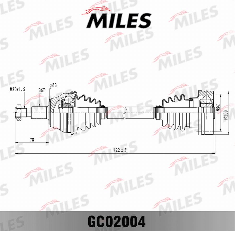 Miles GC02004 - Приводной вал autospares.lv