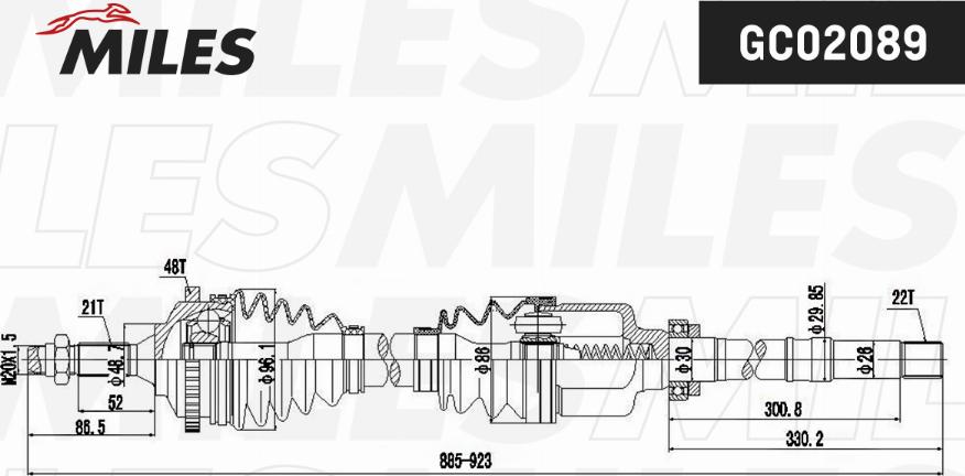 Miles GC02089 - Приводной вал autospares.lv