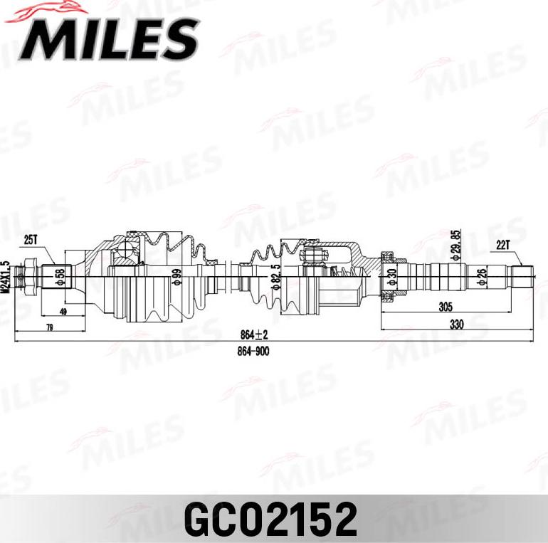 Miles GC02152 - Приводной вал autospares.lv