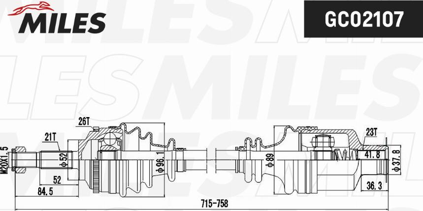 Miles GC02107 - Приводной вал autospares.lv