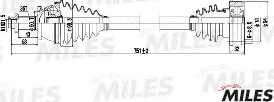 Miles GC02124 - Приводной вал autospares.lv