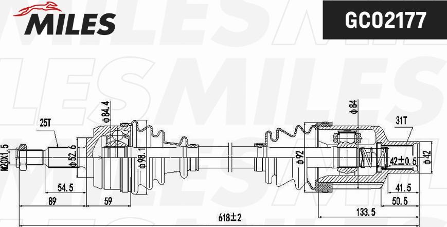 Miles GC02177 - Приводной вал autospares.lv