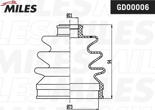 Miles GD00006 - Пыльник, приводной вал autospares.lv