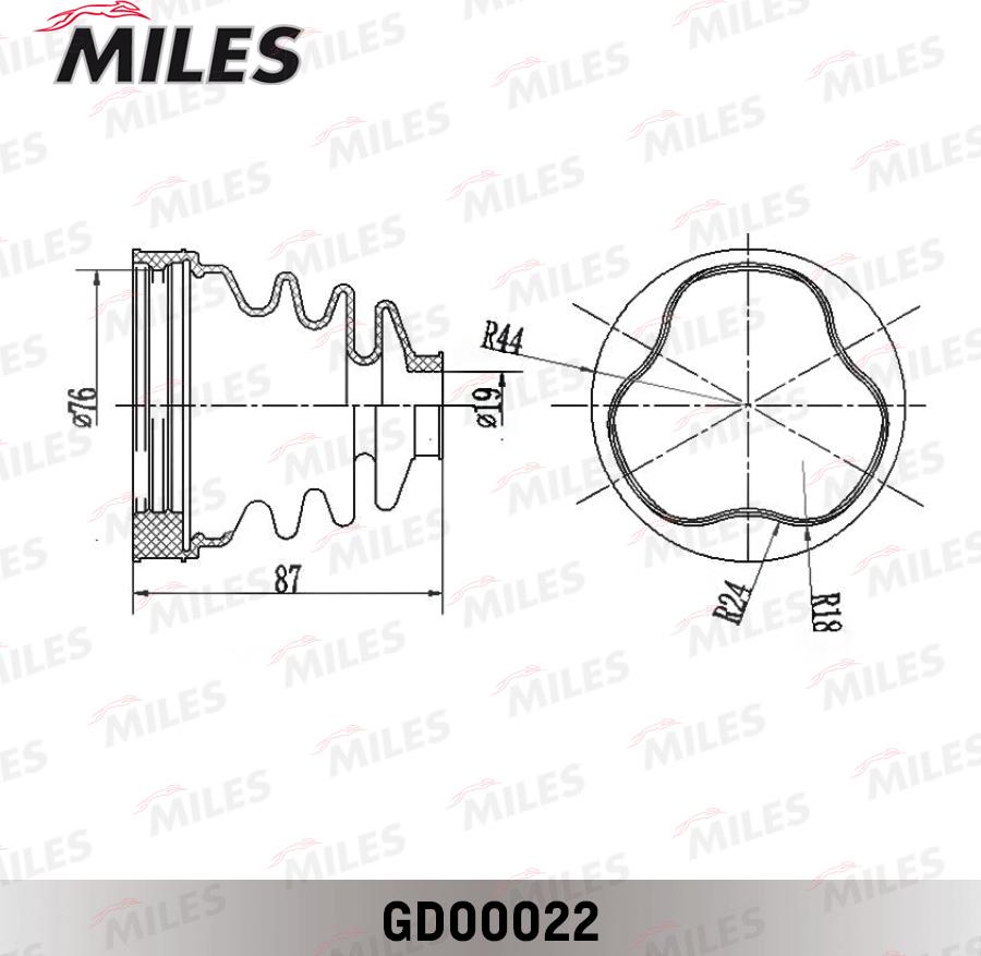 Miles GD00022G - Пыльник, приводной вал autospares.lv