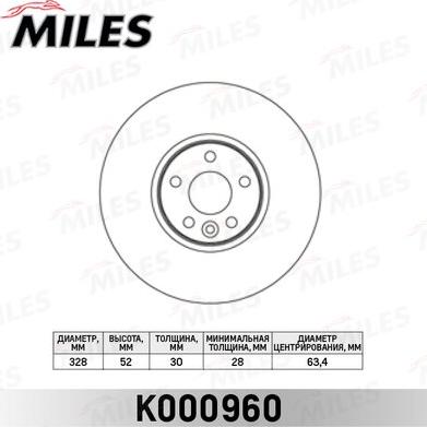 Miles K000960 - Тормозной диск autospares.lv