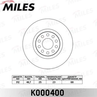 Miles K000400 - Тормозной диск autospares.lv
