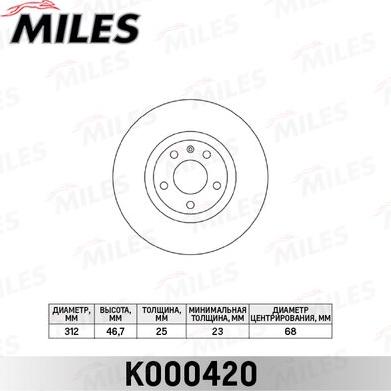 Miles K000420 - Тормозной диск autospares.lv